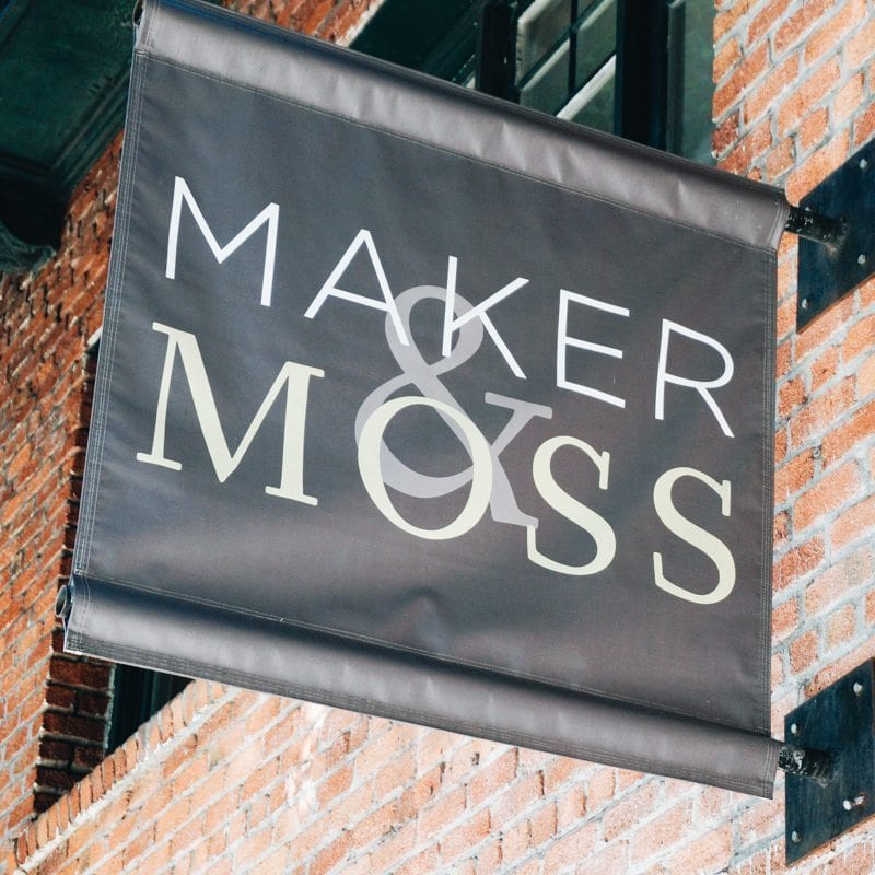 Maker and Moss is an upscale home decor and goods store with items and art from local makers.