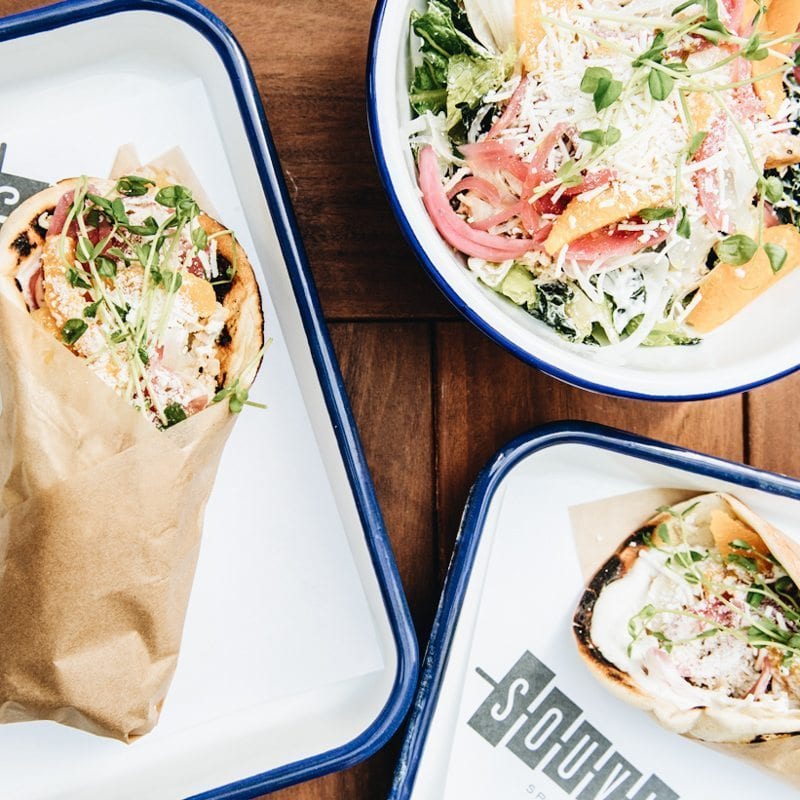 Souvla, a popular fast-casual local chain with Greek souvlaki sandwiches in San Francisco
