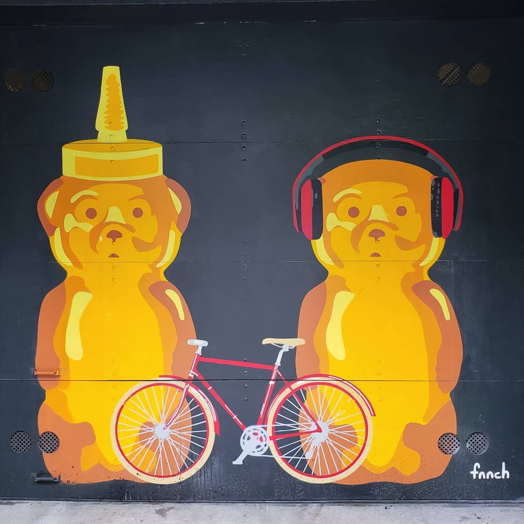 fnnch honey bear and bicycle mural in San Francisco